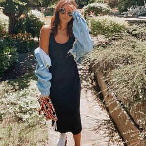 NWT ZARA BLACK RIBBED MIDI DRESS